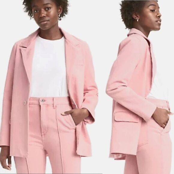 Levi's Made and Crafted Pink Organic Cotton Denim Jean Blazer Jacket Woman's Md - Picture 1 of 8